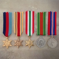 4 x SETS MINIATURE 1939 - 45 STAR, AFRICA STAR, ITALY STAR,  DEFENCE + WAR  MEDAL SET | GOLD 