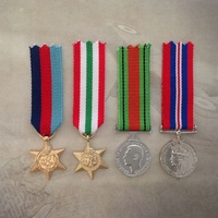 1939-45 STAR, ITALY STAR, DEFENCE + 39-45 WAR MEDAL SET | GOLD TONE | MINI