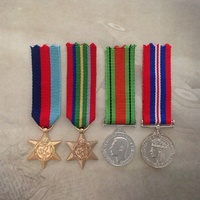 1939-45 STAR, PACIFIC STAR, DEFENCE + 39-45 WAR MEDAL SET | GOLD TONE | MINI