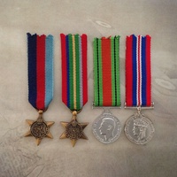 1939-45 STAR, PACIFIC STAR, DEFENCE + 39-45 WAR MEDAL SET | ANTIQUE TONE | MINI