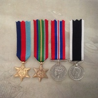 1939-45 STAR, PACIFIC STAR, 39-45 WAR + NZWSM MEDAL SET | GOLD TONE | MINI