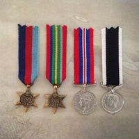 1939-45 STAR, PACIFIC STAR, 39-45 WAR + NZWSM MEDAL SET | ANTIQUE TONE | MINI