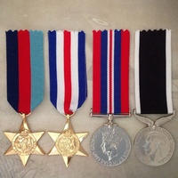 WWII FRANCE & GERMANY STAR + NZ WAR SERVICE MEDAL SET | WORLD WAR TWO | GOLD TON