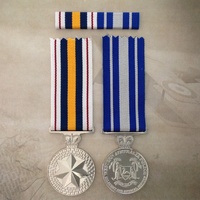 NATIONAL POLICE SERVICE MEDAL + WA POLICE SERVICE MEDAL PAIR + RIBBON BAR | NPSM