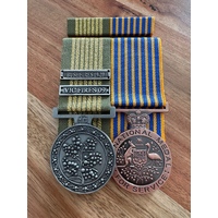 National Emergency + National Medal Bushfires, Vic Fires | Court Mounted + Bar | Replica Medals | TKS Ribbon | Full Size
