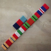 1939-45 Star, Africa + Italy Star, Defence Medal and 39-45 War Medal Ribbon Bar