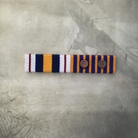 NATIONAL POLICE MEDAL + NATIONAL MEDAL WITH TWO ROSETTES RIBBON BAR | SERVICE 35 YEARS