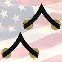 U.S.M.C PRIVATE FIRST CLASS CHEVRONS | PAIR | SUBDUED BLACK | COMBAT | MARINES