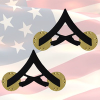 U.S.M.C - LANCE CORPORAL CHEVRONS | PAIR | SUBDUED BLACK | GENUINE ISSUE | E3