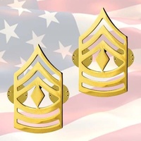 U.S. ARMY 1ST SERGEANT CHEVRONS | PAIR | 22K GOLD PLATED | GENUINE ISSUE 