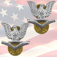 U.S. NAVY - PETTY OFFICER THIRD CLASS COLLAR BADGES | PAIR |  GENUINE | E4 | OR4