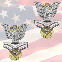U.S. NAVY - PETTY OFFICER SECOND CLASS COLLAR BADGES | PAIR |  GENUINE | E5