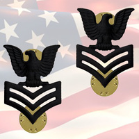 U.S. NAVY - PETTY OFFICER FIRST CLASS COLLAR BADGES | PAIR |  GENUINE | E6 | OR6