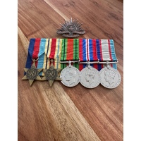 39-45 Star, Africa Star, Defence & War Medals, ASM 39-45 + Cap Badge | Court Mounted | Replica | Military | ADF | Full Size