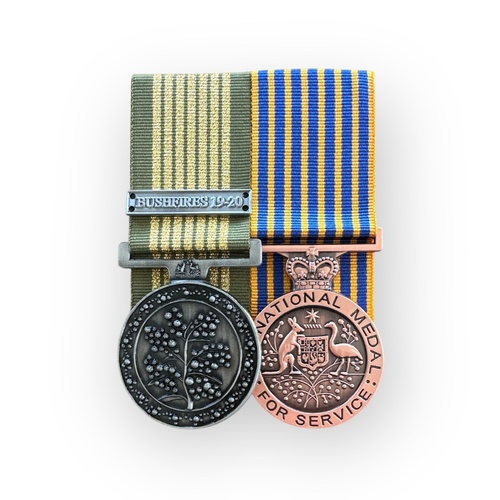 National Emergency Medal (Bushfires 19-20) + National Medal Court Mounted - Full Size