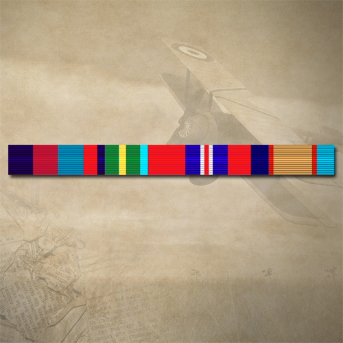 39-45 STAR, PACIFIC STAR, WAR MEDAL AND 39-45 ASM RIBBON BAR DECAL STICKER [Size: 130mm x 12mm (No Border)]