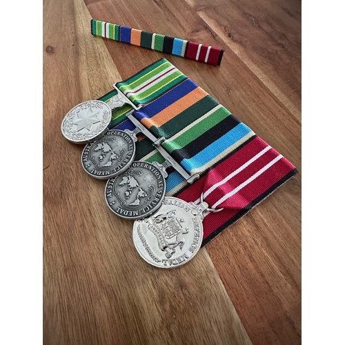 AASM 1975, Operational Service Medals (Border Protect and Middle East) + ADM Full Size Replica Medals + Bar | Court Mounted | Full Size
