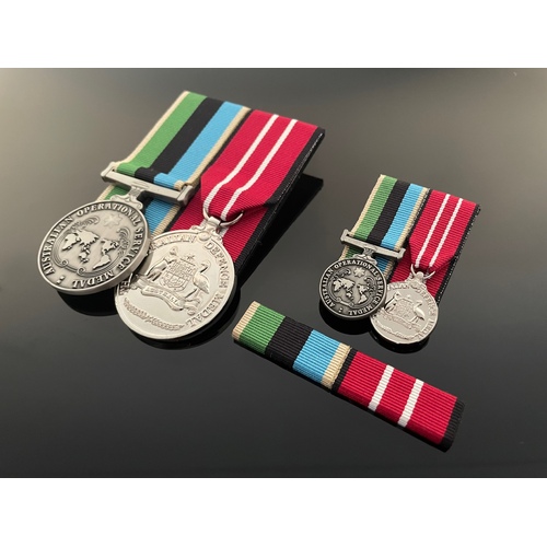AOSM Greater Middle East + Australian Defence Medal + Minis | Replica Set | Court Mounted | Service | Full Size | ADF