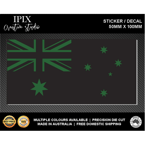 AUSTRALIAN FLAG DECAL OLIVE INSERT | STICKER | 100mm x 50mm | CUSTOM | EMERGENCY