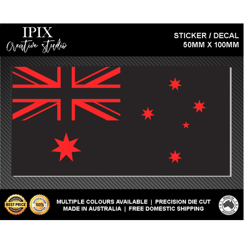AUSTRALIAN FLAG DECAL RED INSERT | STICKER | 100mm x 50mm | CUSTOM | EMERGENCY