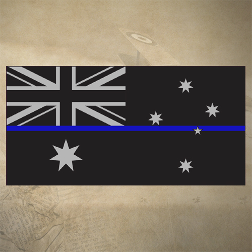 AUSTRALIAN THIN BLUE LINE FLAG DECAL | STICKER | 100mm x 50mm | POLICE | EMS |