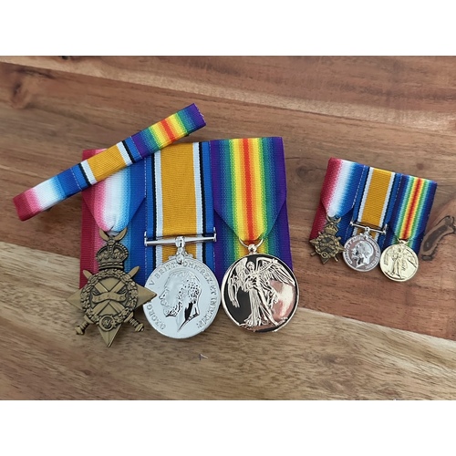 World War I - Full Size + Mini Medals Trio Set (1914-15 Star, BWM and Victory Medals) | Replica | Mounted