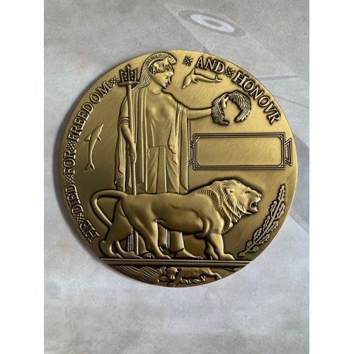 WWI MEMORIAL PLAQUE | DEAD MAN'S PENNY | WORLD WAR ONE | MEDALLION | ARMY | KIA