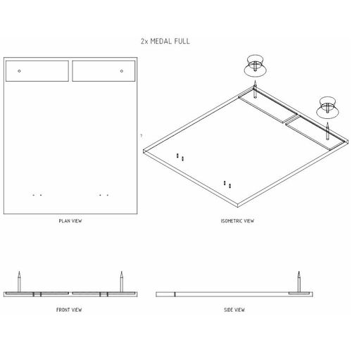 Double Medal Court Mount Plate | 64mm x 75mm | DIY | Military [Variant: 64mm x 75mm - Version 1]