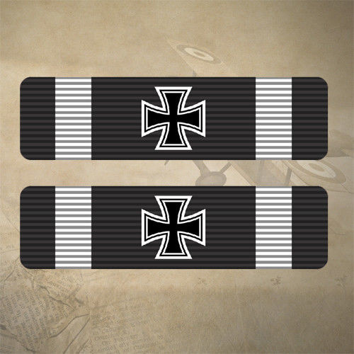 2 x 1914 GERMAN IRON CROSS STICKERS / DECAL 60mm x 15mm  |  7YR UV + WATER RATED
