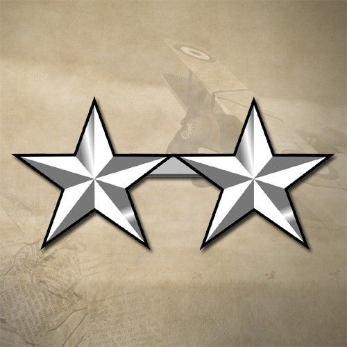USMC / ARMY / AIR FORCE 2 STAR MAJOR GENERAL INSIGNIA DECAL STICKER | 2" x 1" |