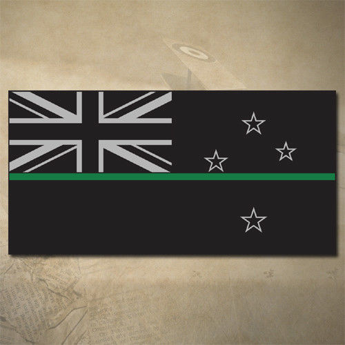NEW ZEALAND THIN GREEN LINE FLAG DECAL | STICKER | 100mm x 50mm | RANGER | PARKS
