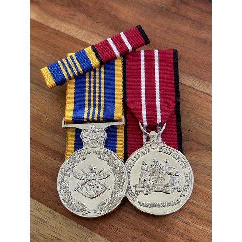 Defence Long Service + ADM Medals | Court Mounted | Full Size + Ribbon Bar | DLSM | AUSTRALIA | SERVICE