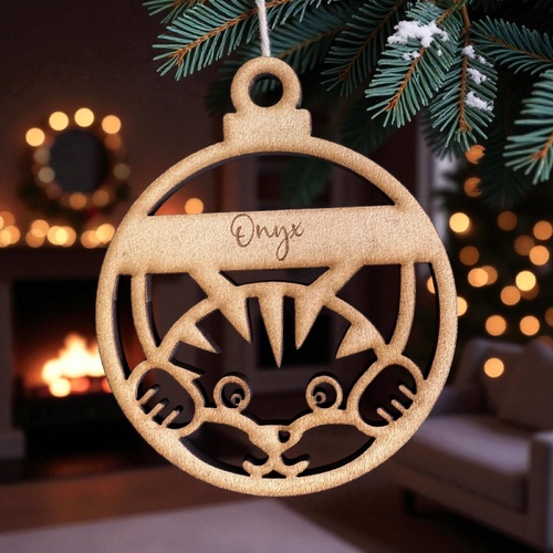 PERSONALISED CAT CHRISTMAS BAUBLE ORNAMENT | DECORATION | XMAS | CUSTOM | PLYWOOD | SEASON | #39-2