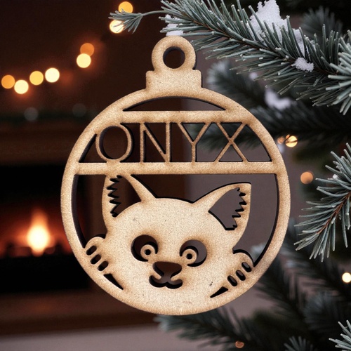 PERSONALISED CAT CHRISTMAS BAUBLE ORNAMENT | DECORATION | XMAS | CUSTOM | PLYWOOD | SEASON | #39-4