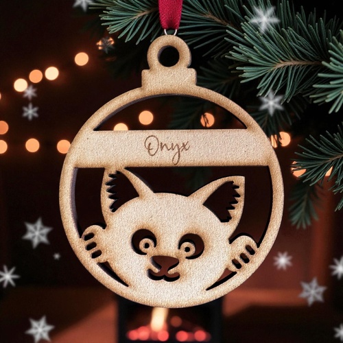 PERSONALISED CAT CHRISTMAS BAUBLE ORNAMENT | DECORATION | XMAS | CUSTOM | PLYWOOD | SEASON | #39-4