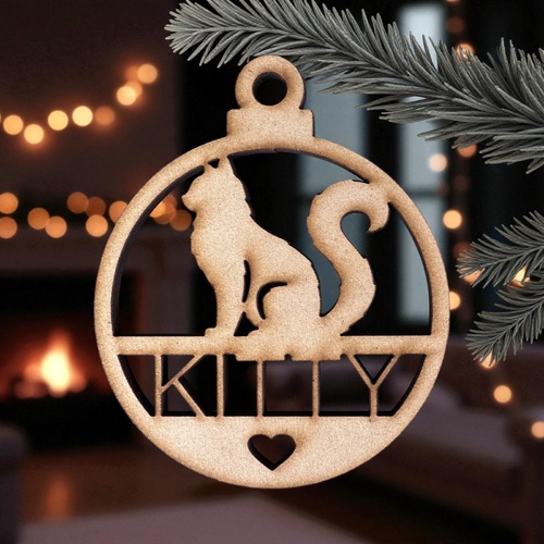 PERSONALISED CAT CHRISTMAS BAUBLE ORNAMENT | DECORATION | XMAS | CUSTOM | PLYWOOD | SEASON | #39-5