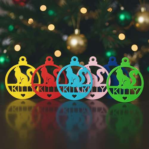 PERSONALISED CAT CHRISTMAS BAUBLE ORNAMENT | DECORATION | XMAS | CUSTOM | ACRYLIC | SEASON | #39-5