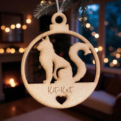 PERSONALISED CAT CHRISTMAS BAUBLE ORNAMENT | DECORATION | XMAS | CUSTOM | PLYWOOD | SEASON | #39-5