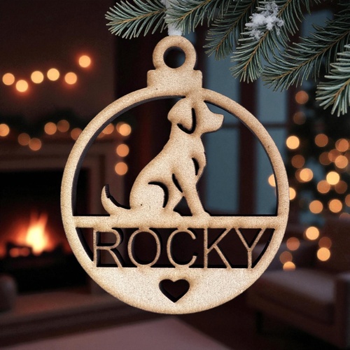 PERSONALISED DOG CHRISTMAS BAUBLE ORNAMENT | DECORATION | XMAS | CUSTOM | PLYWOOD | SEASON | #39-6