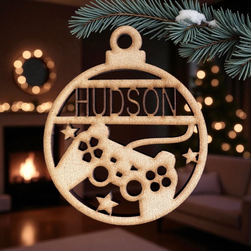 PERSONALISED PLAYSTATION GAMER CHRISTMAS BAUBLE ORNAMENT | DECORATION | XMAS | CUSTOM | PLYWOOD | SEASON | #57-1