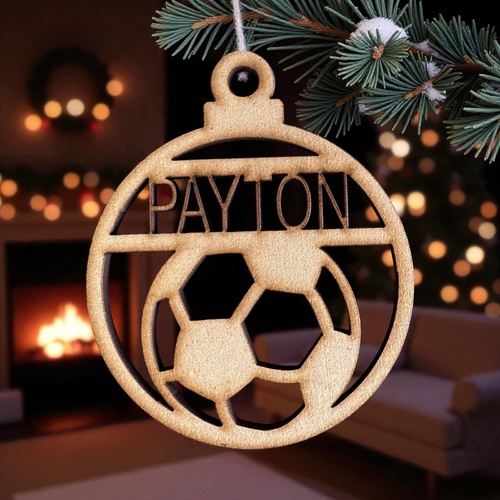 PERSONALISED SOCCER CHRISTMAS BAUBLE ORNAMENT | DECORATION | XMAS | CUSTOM | PLYWOOD | SEASON | #58-1