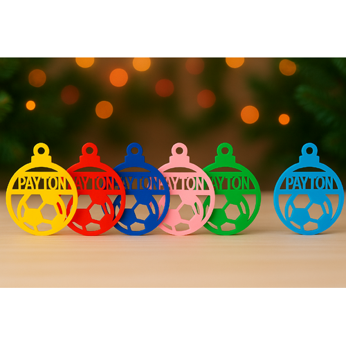 PERSONALISED SOCCER CHRISTMAS BAUBLE ORNAMENT | DECORATION | XMAS | CUSTOM | Acrylic | SEASON | #58-1