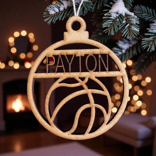 PERSONALISED BASKETBALL CHRISTMAS BAUBLE ORNAMENT | DECORATION | XMAS | CUSTOM | PLYWOOD | SEASON | #58-3