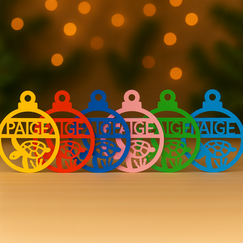 PERSONALISED TURTLE CHRISTMAS BAUBLE ORNAMENT | DECORATION | XMAS | CUSTOM | Acrylic | SEASON | #60-1