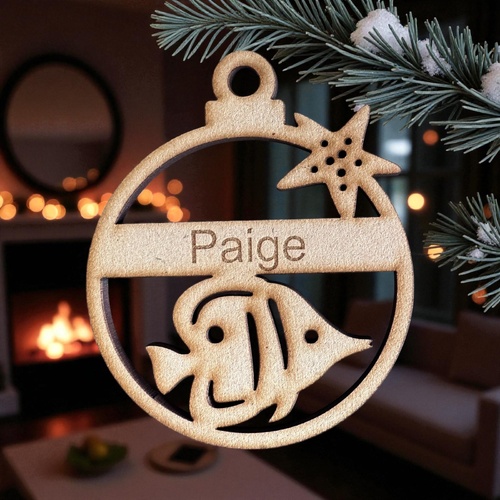 PERSONALISED FISH CHRISTMAS BAUBLE ORNAMENT | DECORATION | XMAS | CUSTOM | PLYWOOD | SEASON | #60-2