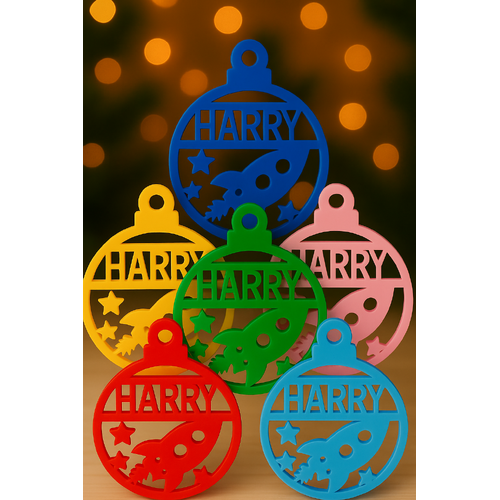 PERSONALISED ROCKET SHIP CHRISTMAS BAUBLE ORNAMENT | DECORATION | XMAS | CUSTOM | Acrylic | SEASON | #61-3