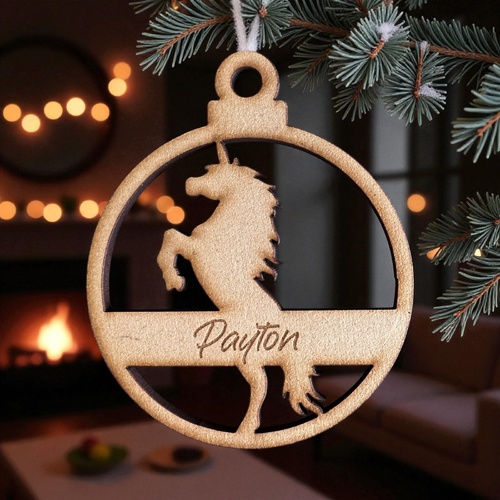 PERSONALISED UNICORN CHRISTMAS BAUBLE ORNAMENT | DECORATION | XMAS | CUSTOM | PLYWOOD | SEASON | #62-1