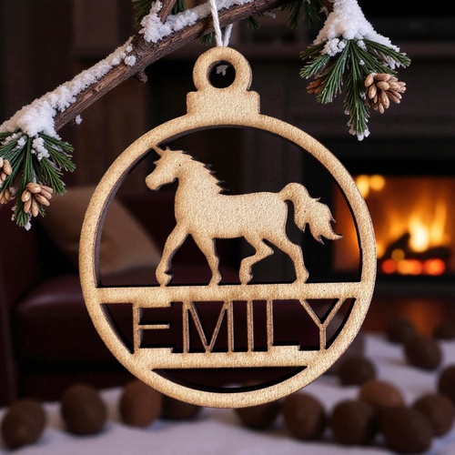 PERSONALISED UNICORN CHRISTMAS BAUBLE ORNAMENT | DECORATION | XMAS | CUSTOM | PLYWOOD | SEASON | #62-2