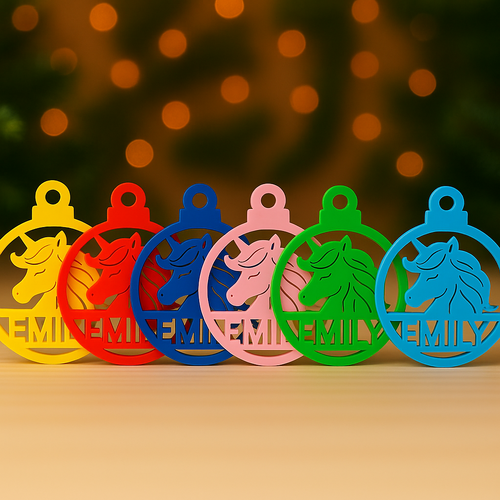 PERSONALISED UNICORN CHRISTMAS BAUBLE ORNAMENT | DECORATION | XMAS | CUSTOM | ACRYLIC | SEASON | #62-4