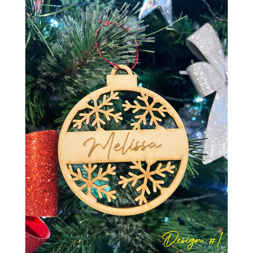PERSONALISED CHRISTMAS BAUBLE ORNAMENT | HANGER | DOCORATION | XMAS | CUSTOM | PLYWOOD | #5 [Design: #1]